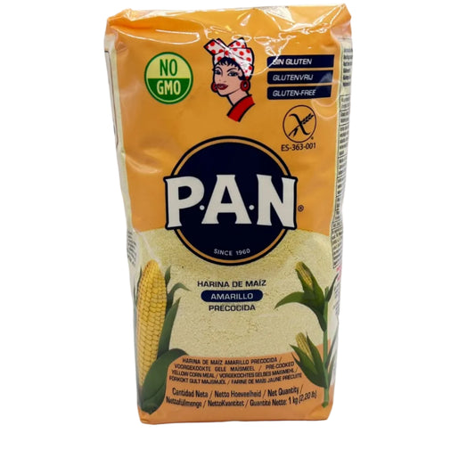 Gelbe Packung P.A.N. vorgekochtes gelbes Maismehl, glutenfrei, 1 kg