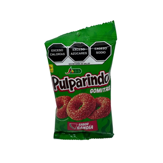 Grüne Packung Pulparindo Gomitas mit Wassermelonen-Geschmack, sabor Sandía