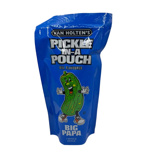 Blauer Beutel Van Holten’s Pickle in a Pouch Big Papa mit Dillgeschmack